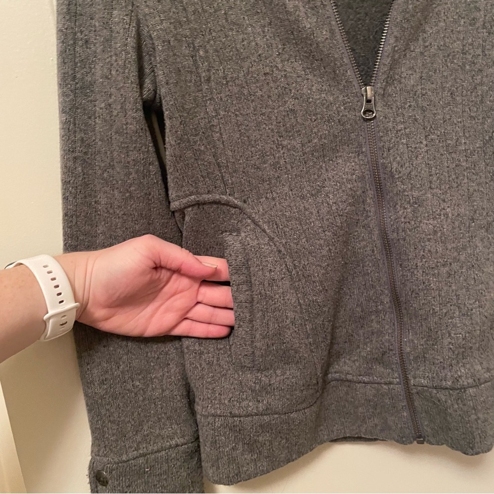 REI Jacket Womens Gray Knit Zip-Up Pockets Collar - size XS - Picture 11 of 14